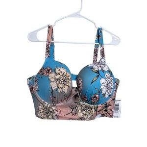Torrid Peach Peony Tie Front Bikini Top
